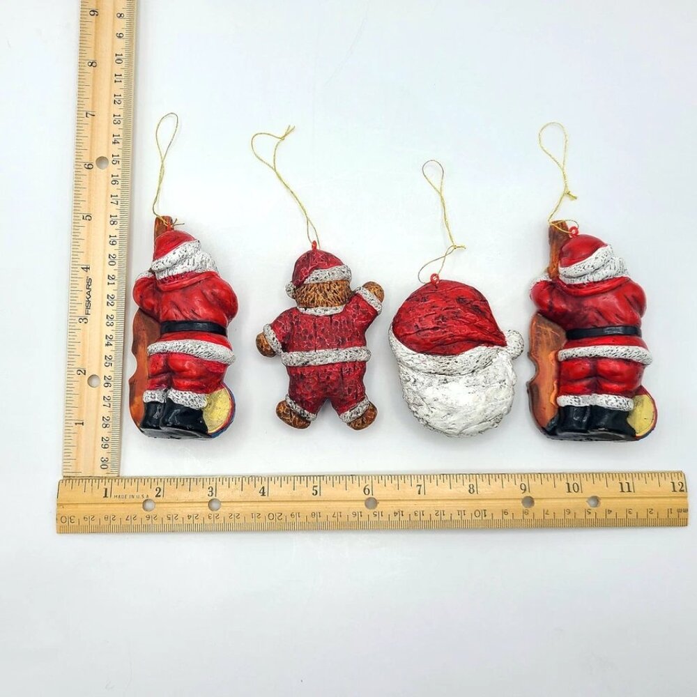 Vintage Blow Mold Christmas Ornaments – Lot of 4 – Santa & Bear Holiday Decor - Picture 3 of 3